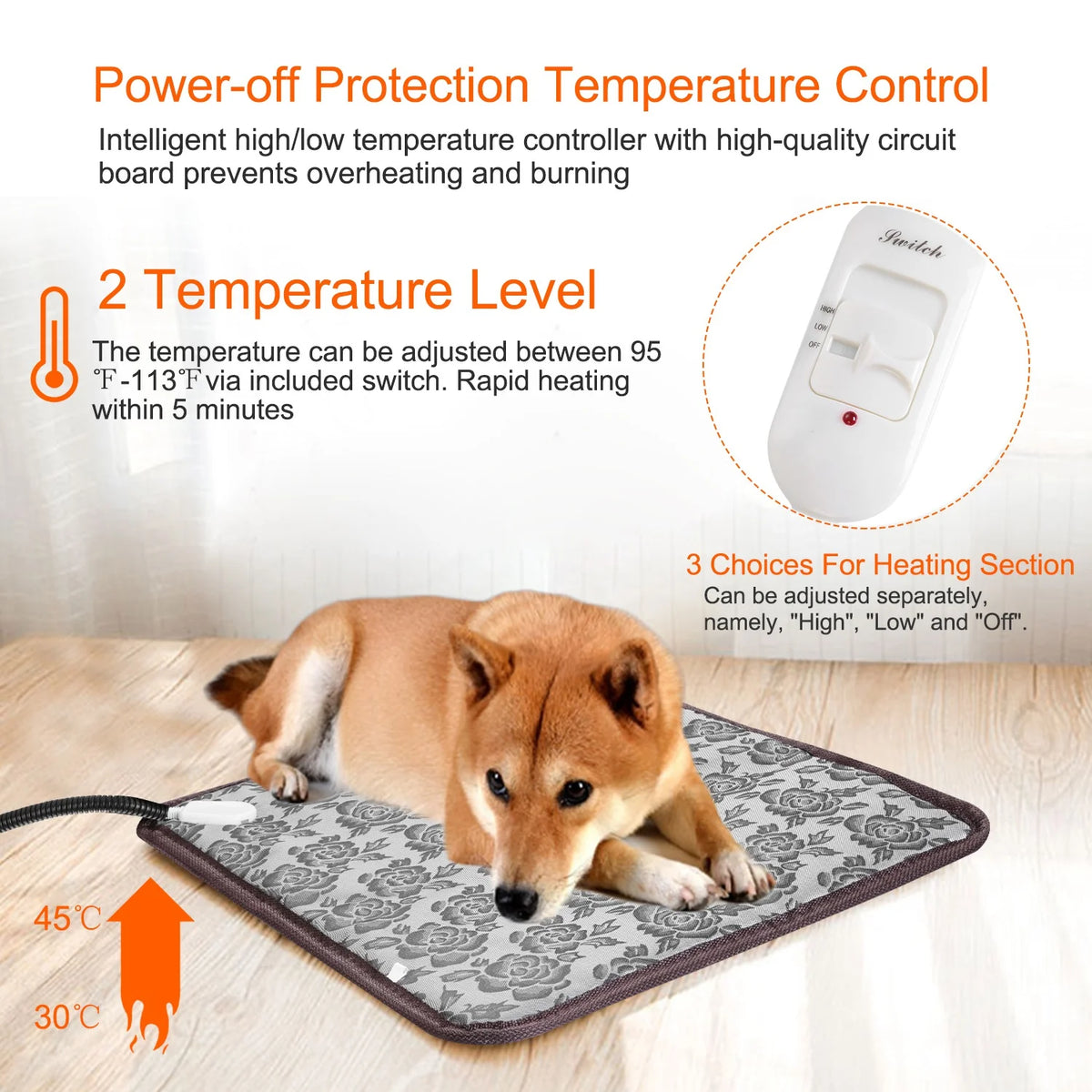 Petaluni Pet Heating Pad, 17.7 x 17.7 in