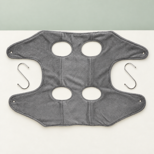 Petaluni pet grooming hammock in Gray on a sage background
